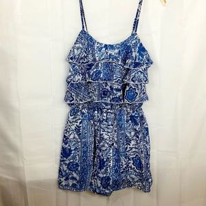 Honey and Rosie Blue and White Floral Romper